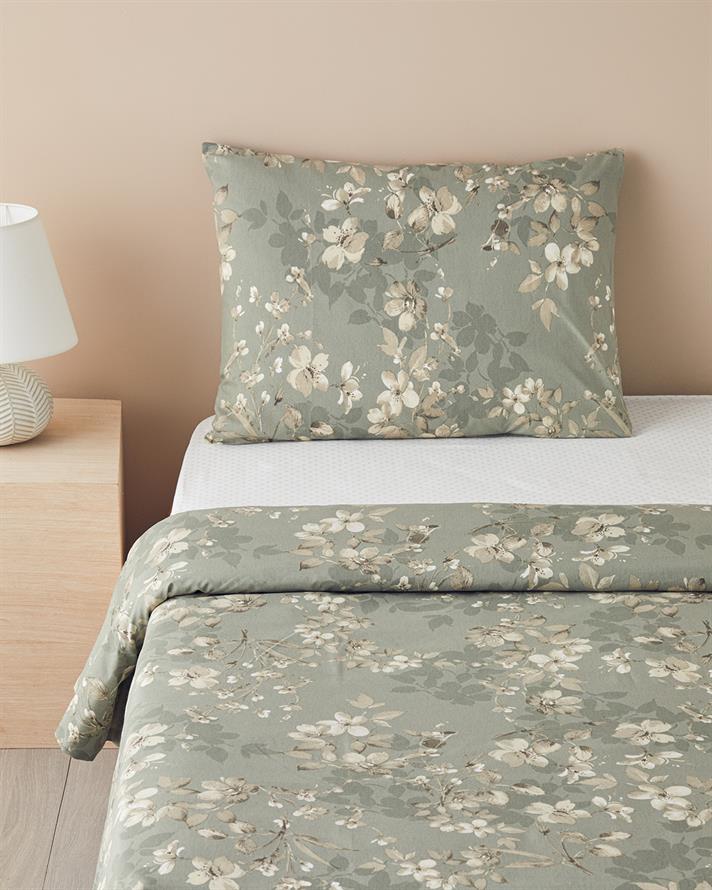 Pure Magnolia Kolay Ütülenir Tek Kişilik Çarşaflı Nevresim Takımı Yeşil