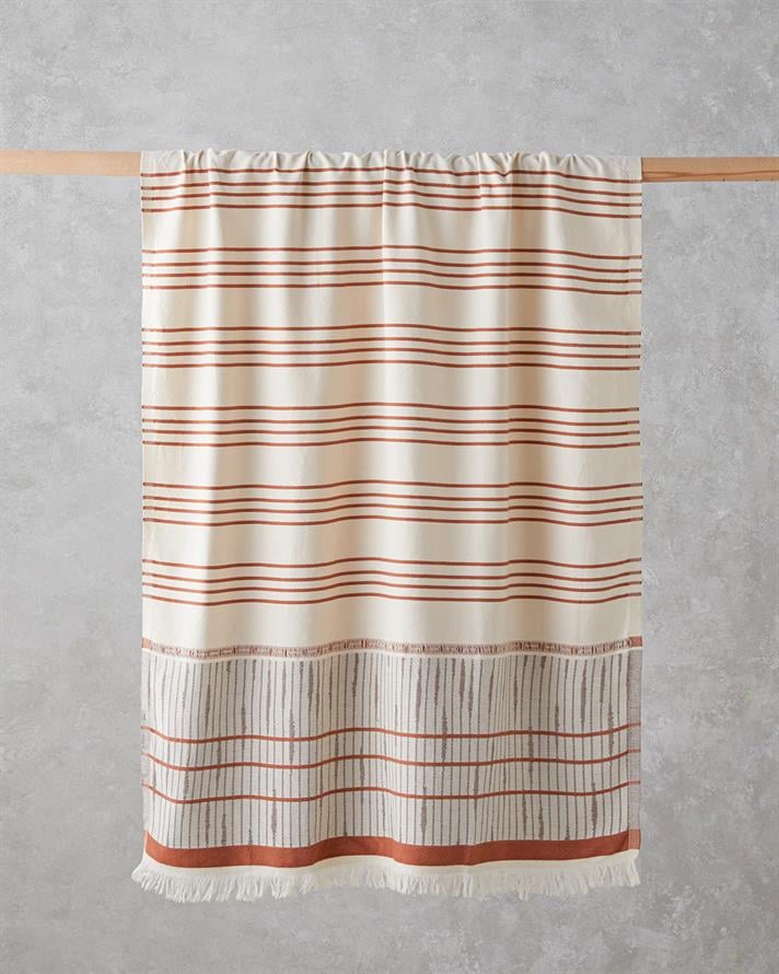 Pure Natural Pamuklu Peştamal 90x150 cm Açık Bej-Kiremit