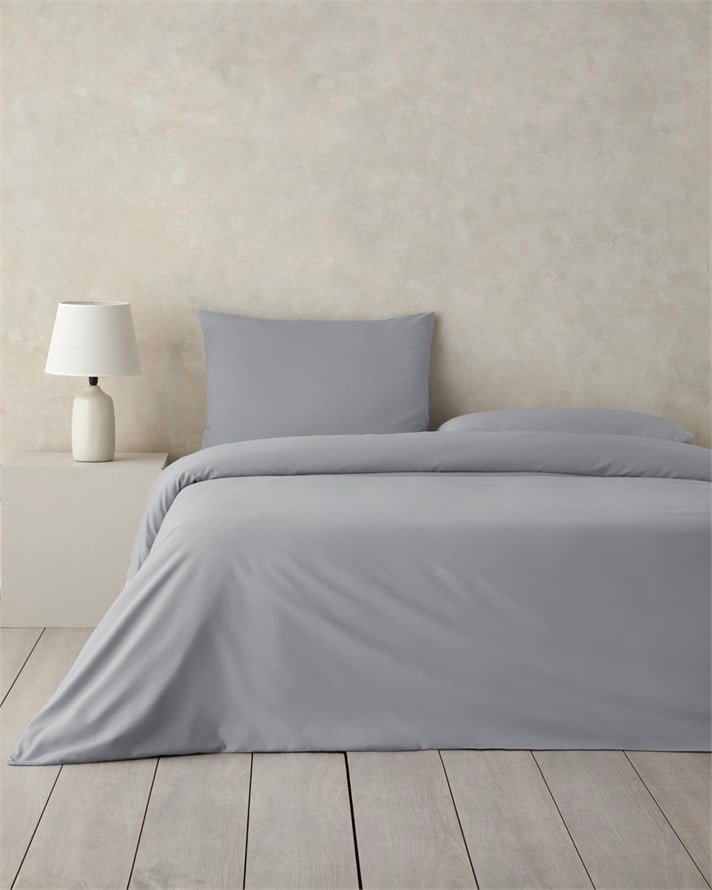 Pure Pamuk Çift Kişilik Çarşaflı Nevresim Takımı 200x220 cm Gri