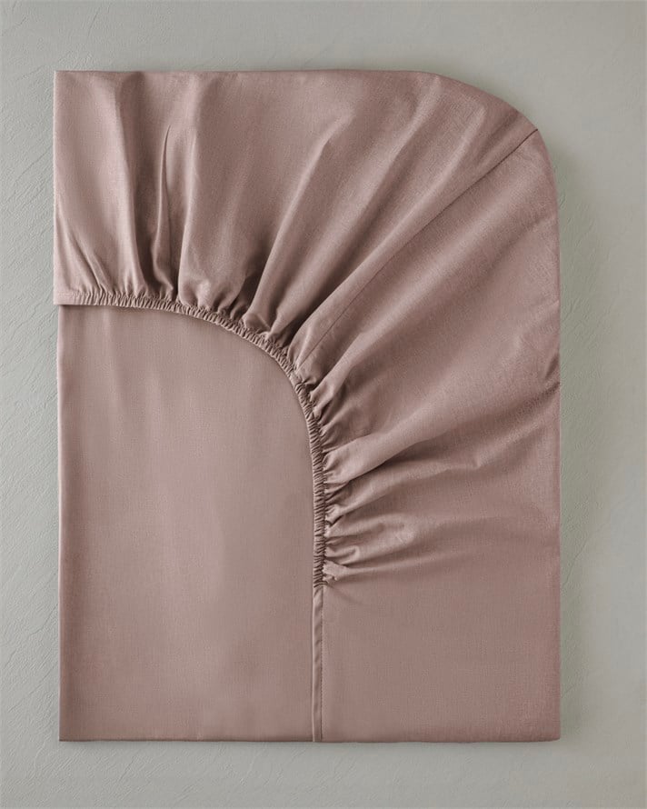 Pure Pamuk Penye Tek Kişilik Plus Lastikli Çarşaf 120x200 cm Gül Kurusu
