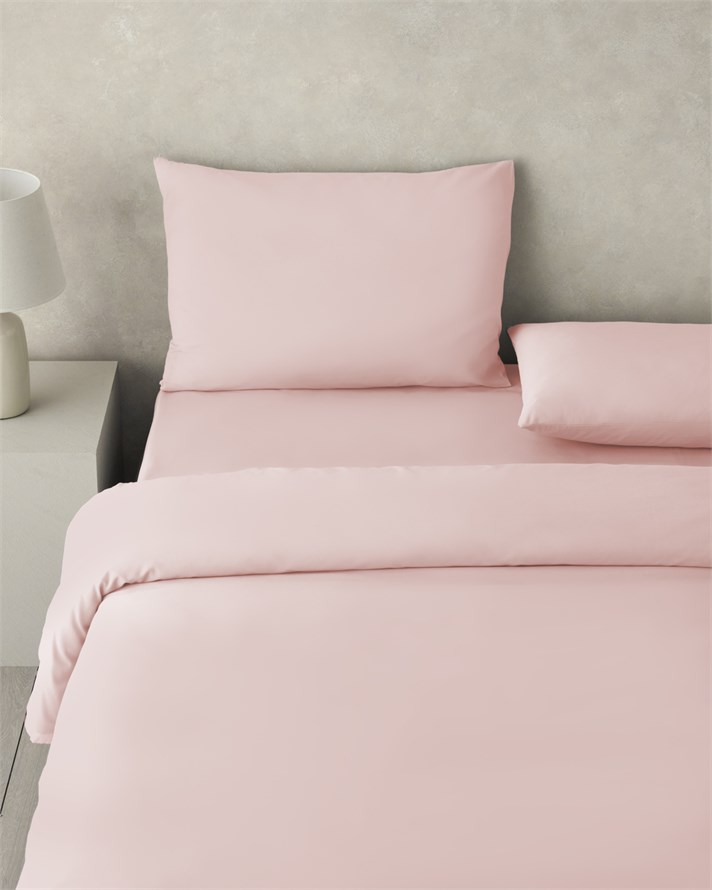 Pure Pamuk Tek Kişilik Çarşaflı Nevresim Takımı 160x220 cm Toz Pembe