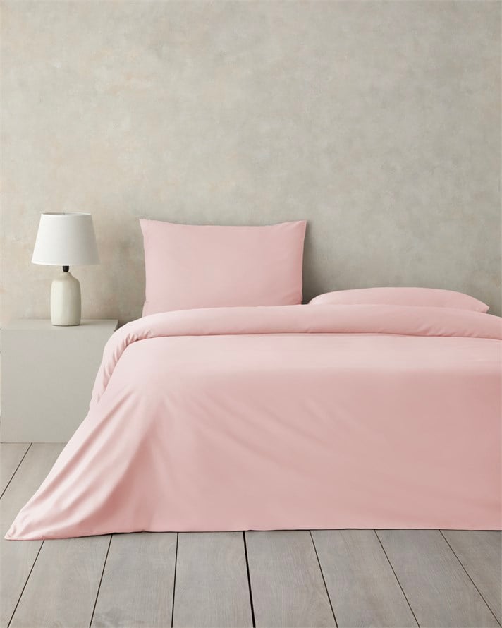 Pure Pamuk Tek Kişilik Çarşaflı Nevresim Takımı 160x220 cm Toz Pembe