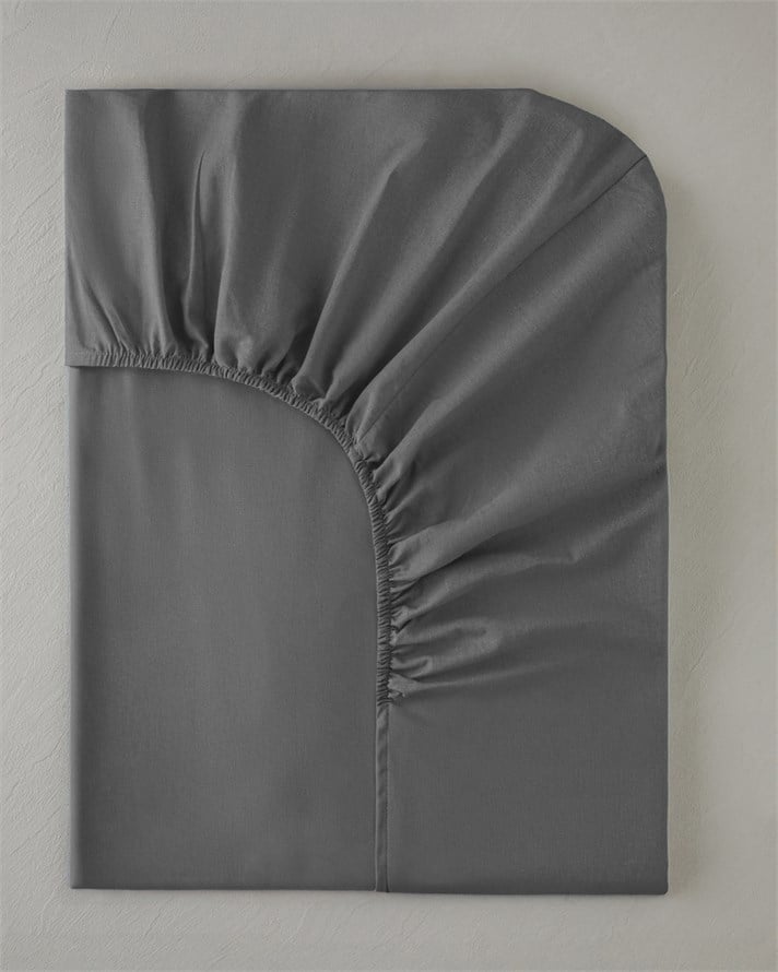 Pure Pamuk Tek Kişilik Plus Lastikli Çarşaf 120x200 cm Antrasit