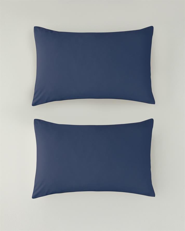 Pure Pamuklu 2li Yastık Kılıfı 50x70 cm Gece Mavisi