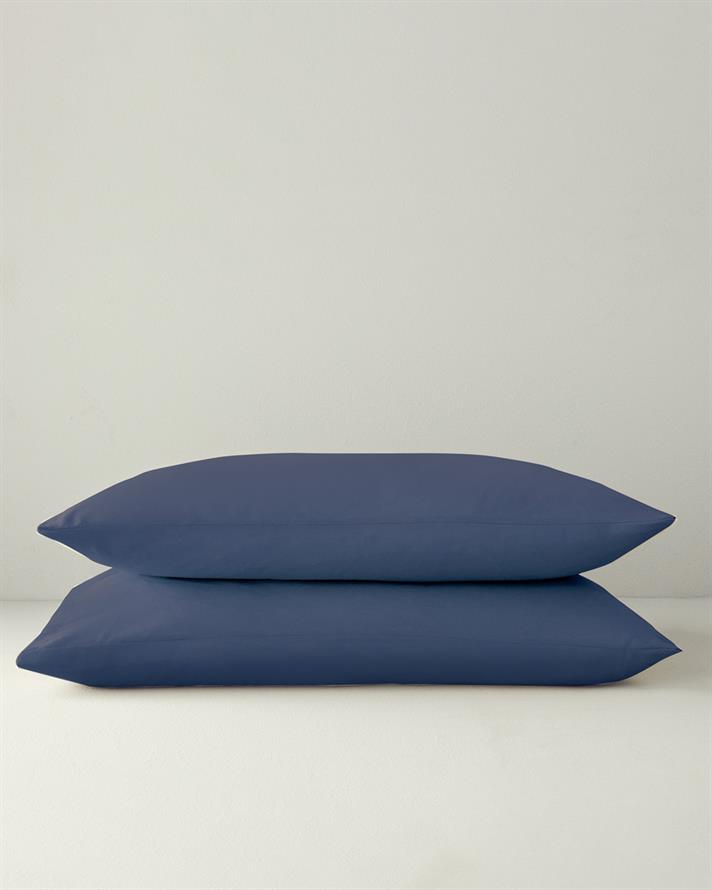 Pure Pamuklu 2li Yastık Kılıfı 50x70 cm Gece Mavisi
