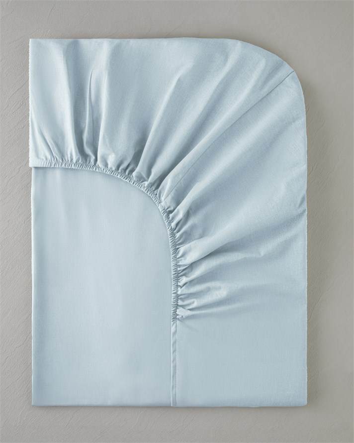 Pure Pamuklu King Size Lastikli Çarşaf 180x200 cm Açık Mavi