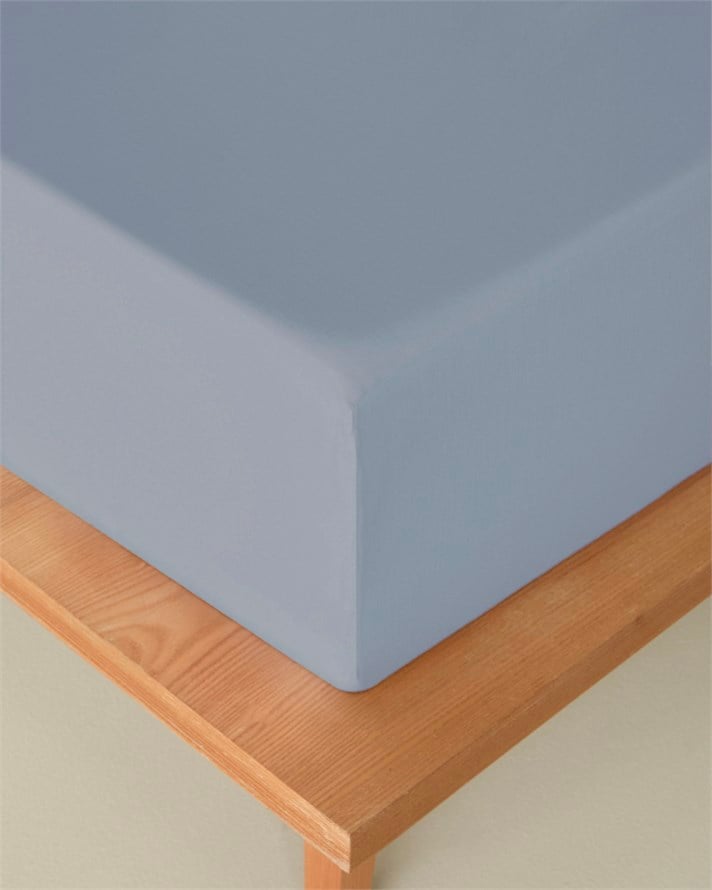 Pure Pamuklu Tek Kişilik Plus Lastikli Çarşaf 120x200 cm Açık Mavi