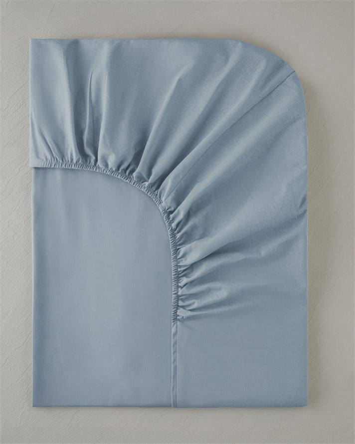 Pure Pamuklu Tek Kişilik Plus Lastikli Çarşaf 120x200 cm Açık Mavi