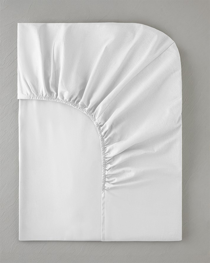 Pure Pamuklu Tek Kişilik Plus Lastikli Çarşaf 120x200 cm Beyaz