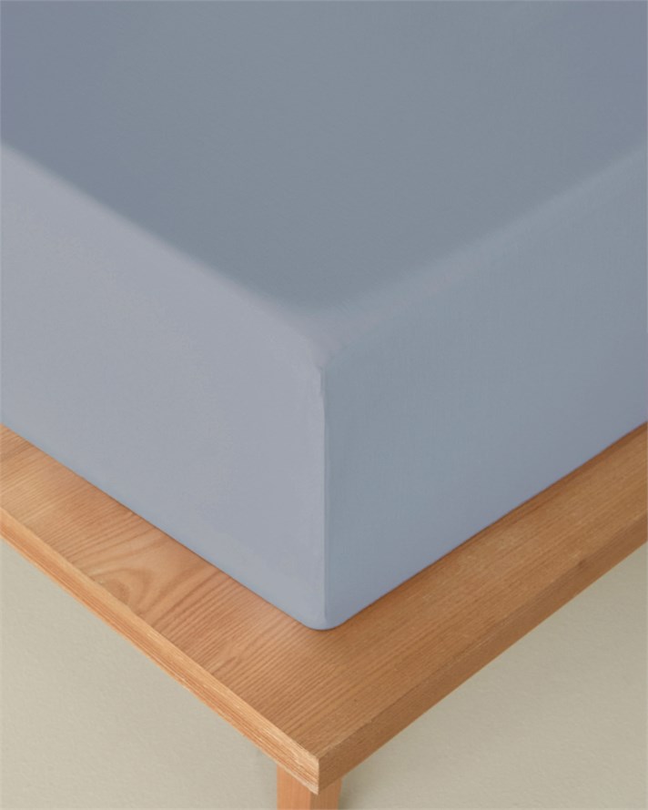 Pure Pamuklu Tek Kişilik Plus Lastikli Çarşaf 120x200 cm Açık Mavi