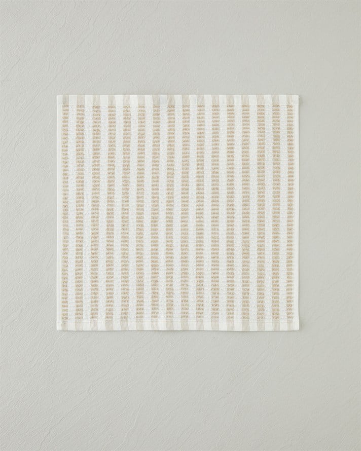 Pure Plaid Pamuk Polyester 3lü Kurulama Bezi 30x30 cm Bej