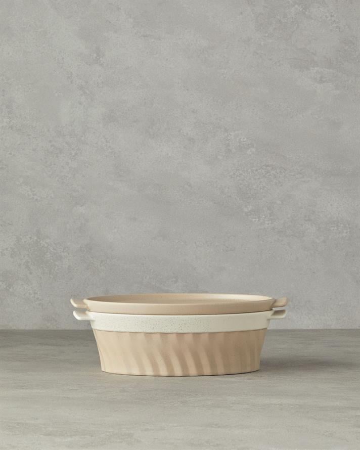 Pure Stoneware Oval Fırın Tenceresi Krem
