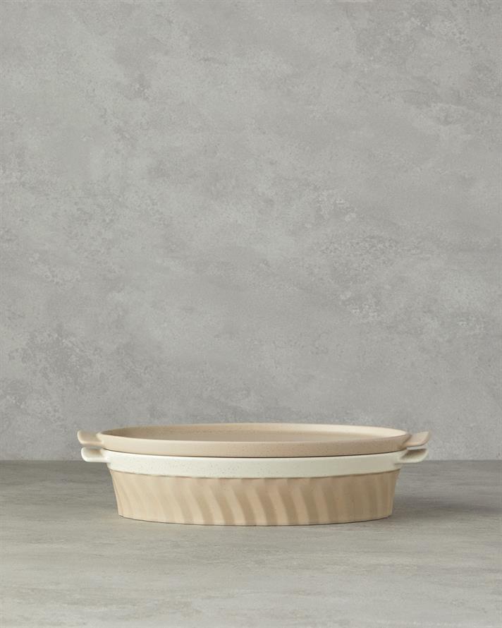 Pure Stoneware Oval Fırın Tenceresi Krem