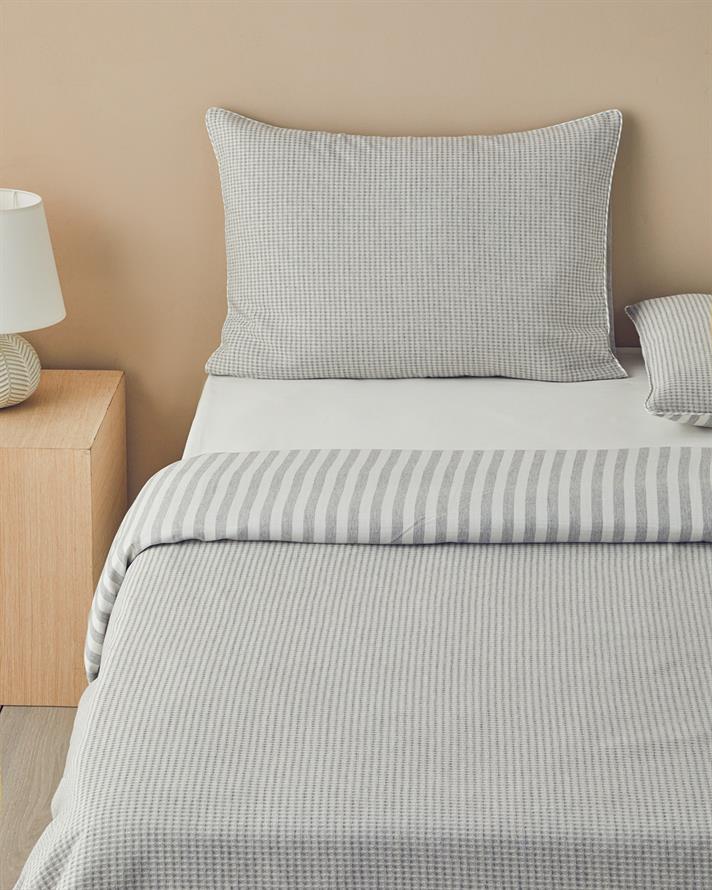 Pure Waffle İpliği Boyalı Çift Kişilik Nevresim Takımı 200x220 cm Gri