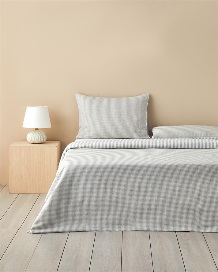 Pure Waffle İpliği Boyalı Çift Kişilik Nevresim Takımı 200x220 cm Gri