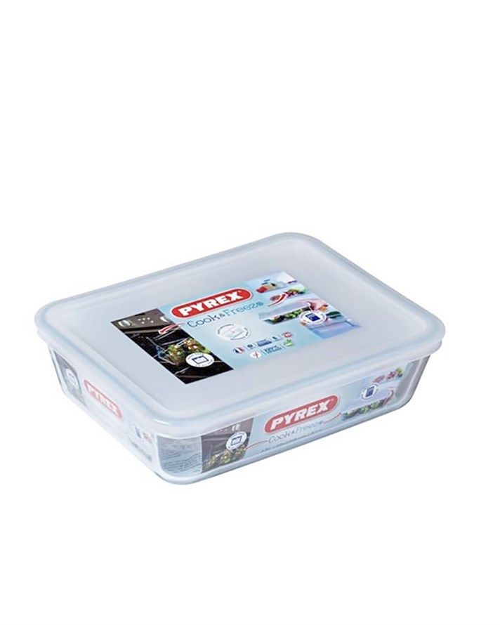 Pyrex Cook&Freeze Cam Dikdörtgen Kapaklı Saklama Kabı 2,7 L Beyaz