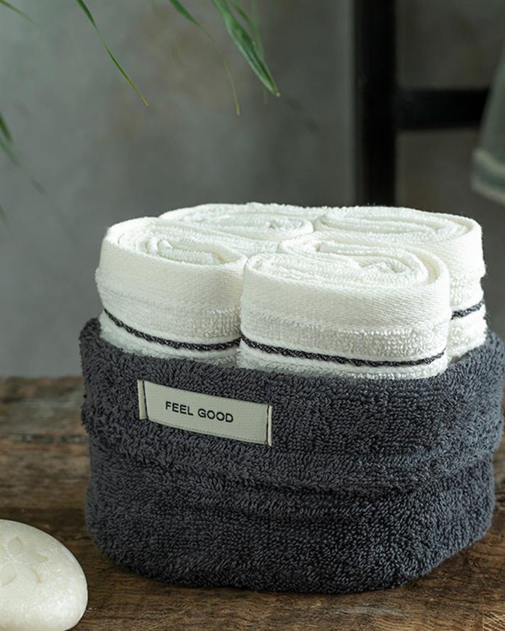 Quadro Pamuklu 4lü El Havlusu Seti 30x40 cm Antrasit-Ekru