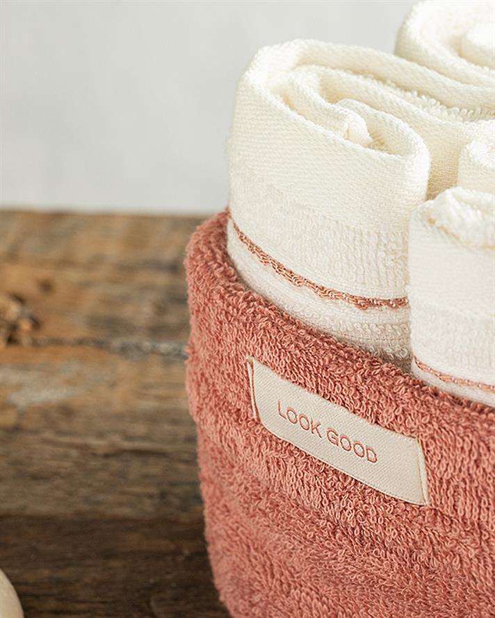 Quadro Pamuklu 4lü Havlu Seti 30x40 cm Gül Kurusu-Ekru