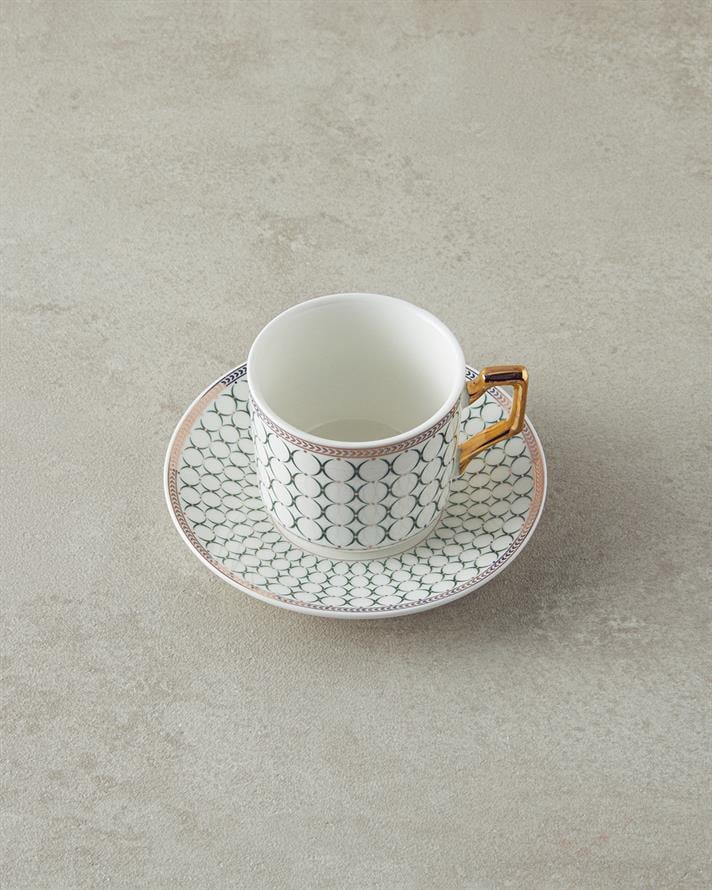 Rabecca New Bone China Kahve Fincan Takımı 4 Parça 2 Kişilik Yeşil