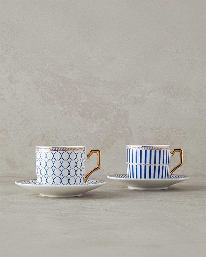 Rabecca New Bone China Kahve Fincan Takımı 4 Parça 2 Kişilik Lacivert