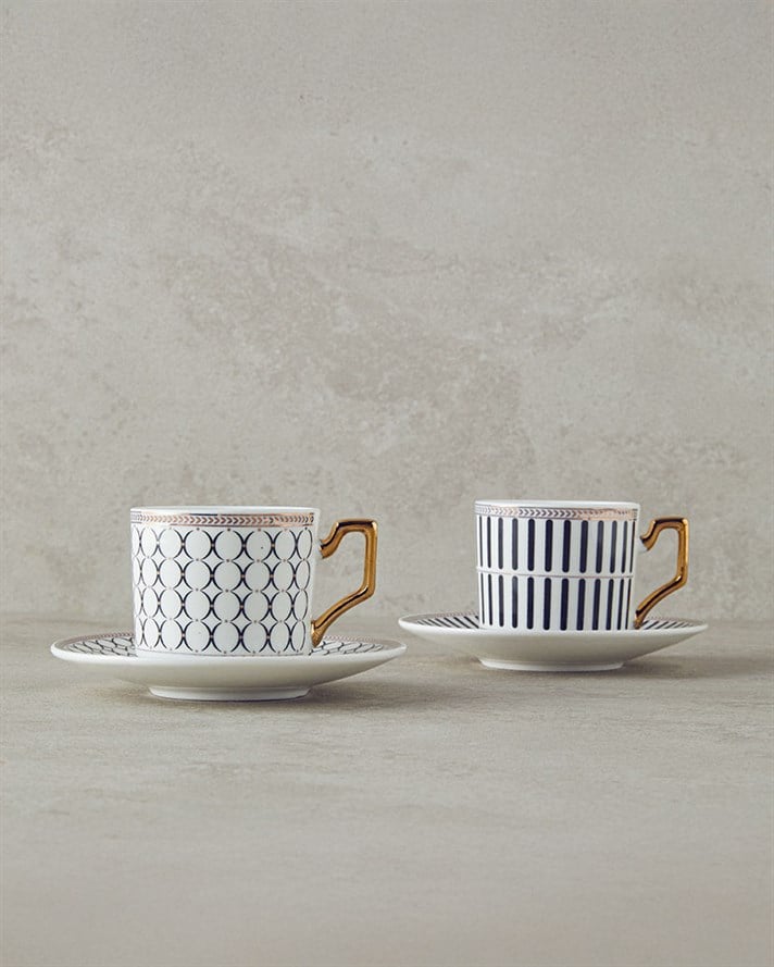Rabecca New Bone China Kahve Fincan Takımı 4 Parça 2 Kişilik Siyah