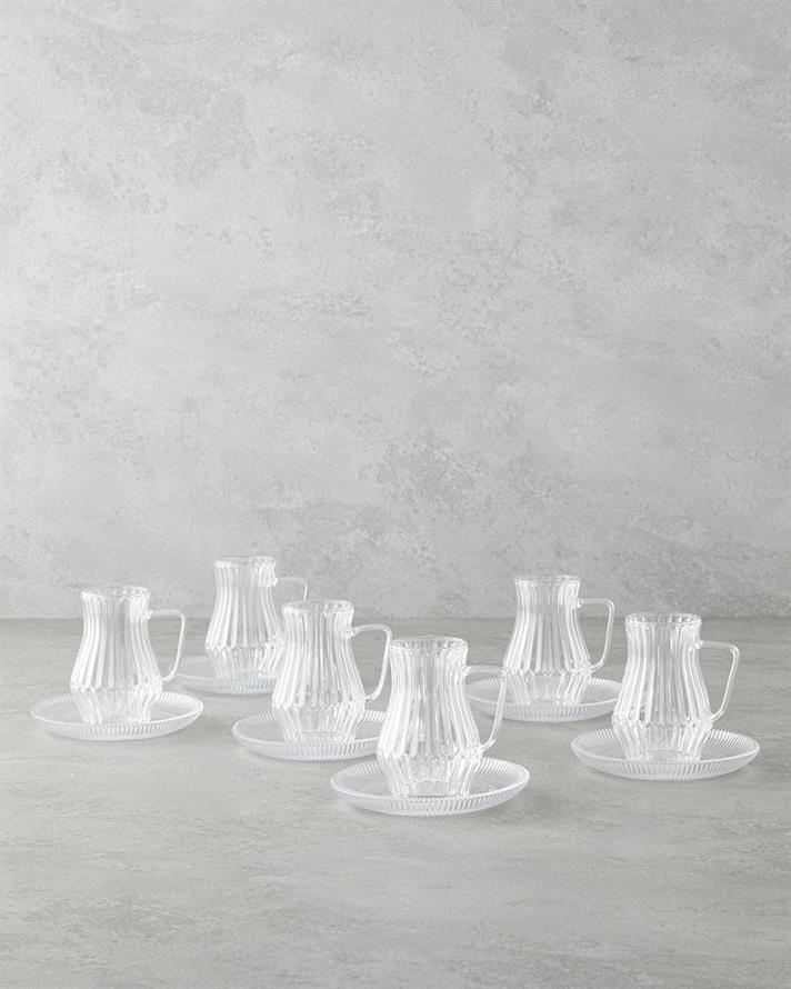 Rachel Cam 12 Parça 6 Kişilik Çay Seti 135 ml Şeffaf