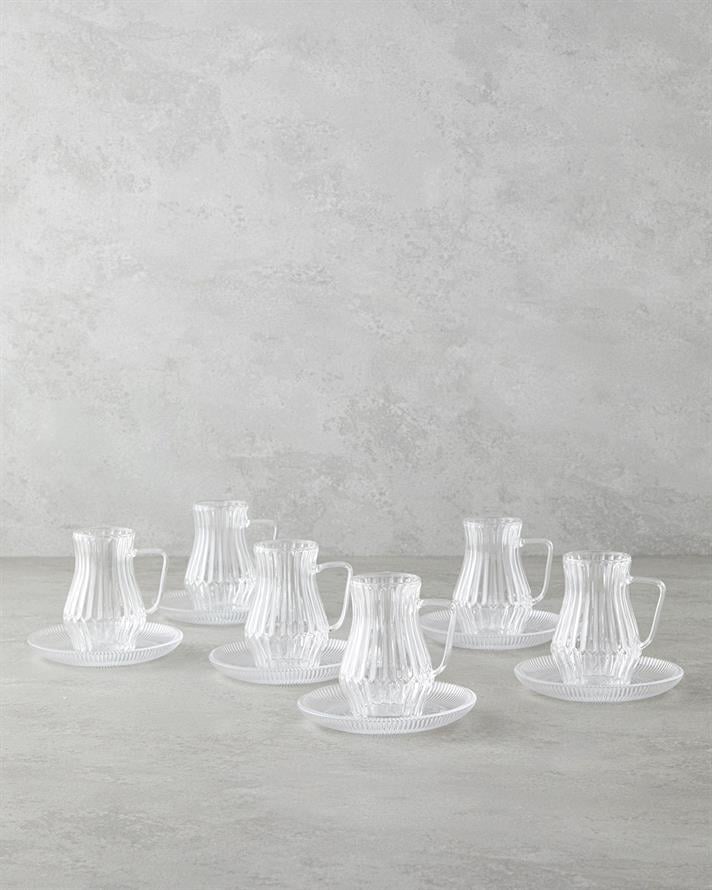 Rachel Cam 12 Parça 6 Kişilik Çay Seti 135 ml Şeffaf