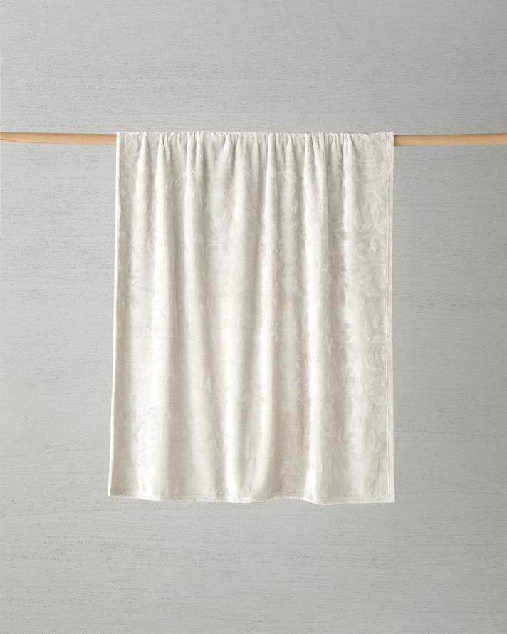 Ramona Jakarlı Pelüş Tv Battaniye 120x160 cm Krem