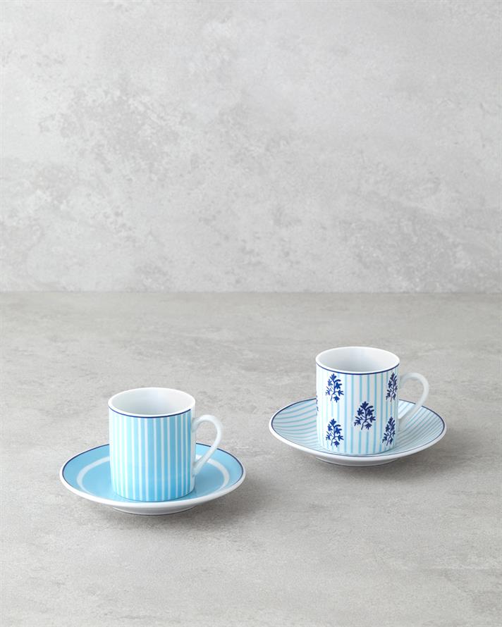 Rapture Porselen 4 Parça 2 Kişilik Kahve Fincan Takımı 80 ml Mavi