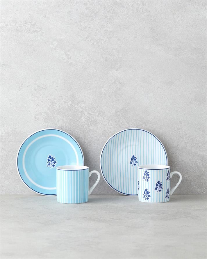 Rapture Porselen 4 Parça 2 Kişilik Kahve Fincan Takımı 80 ml Mavi