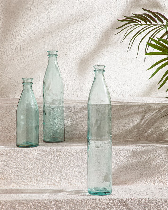 Recycled Bottle Cam Vazo 9x9x48 cm Yeşil