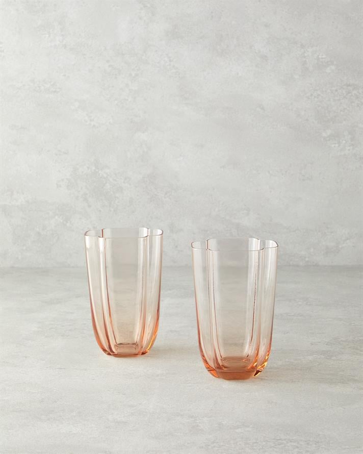 Reina Cam El Yapımı 2’li Meşrubat Bardağı Pudra