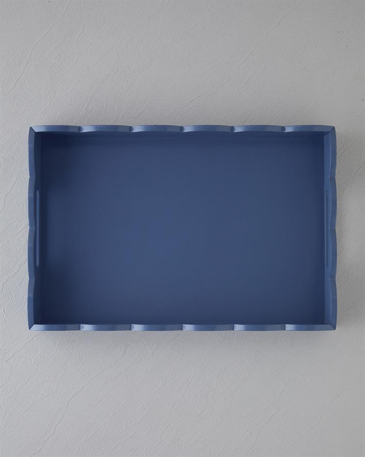 Retro Ahşap Tepsi 40x27 cm Mavi