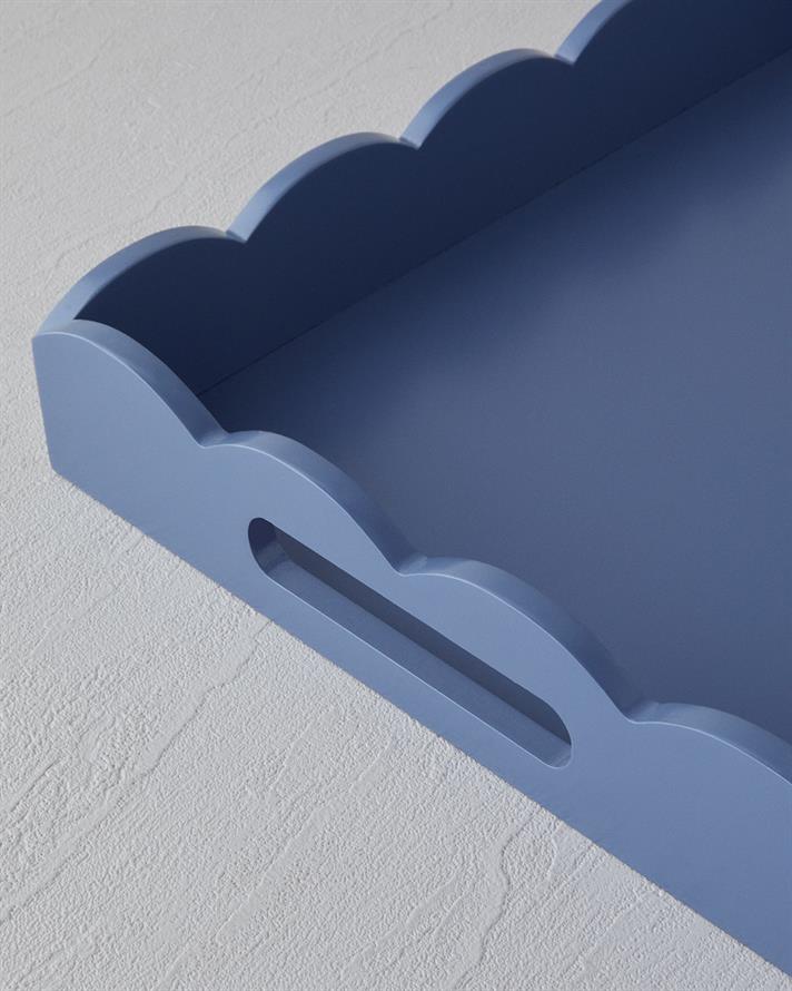 Retro Ahşap Tepsi 40x27 cm Mavi