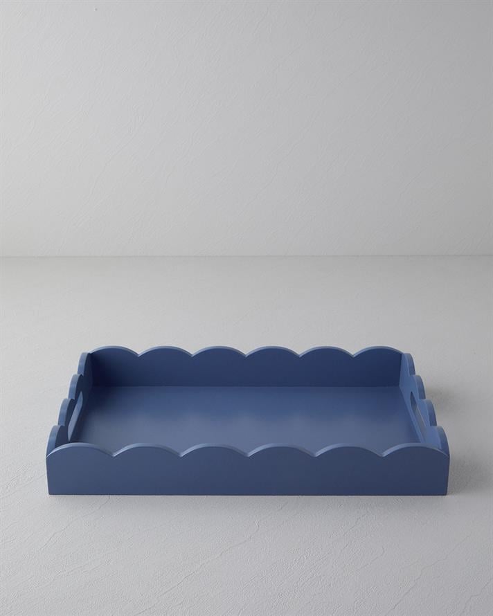 Retro Ahşap Tepsi 40x27 cm Mavi