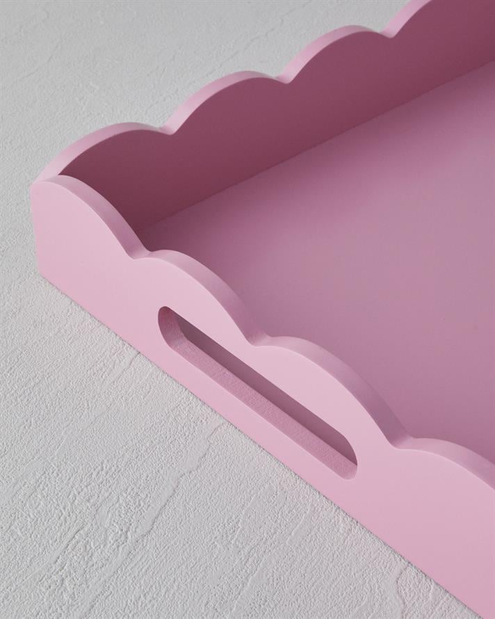 Retro Ahşap Tepsi 40x27 cm Pembe