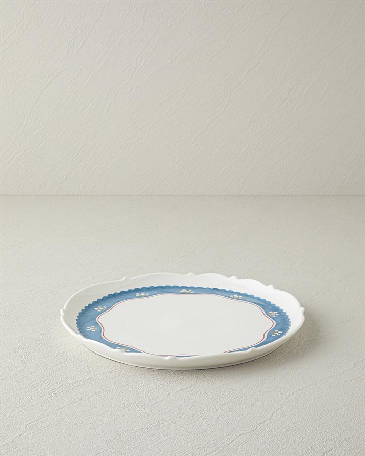 Retro Charm New Bone China Servis Tabağı 27 cm Beyaz - Mavi