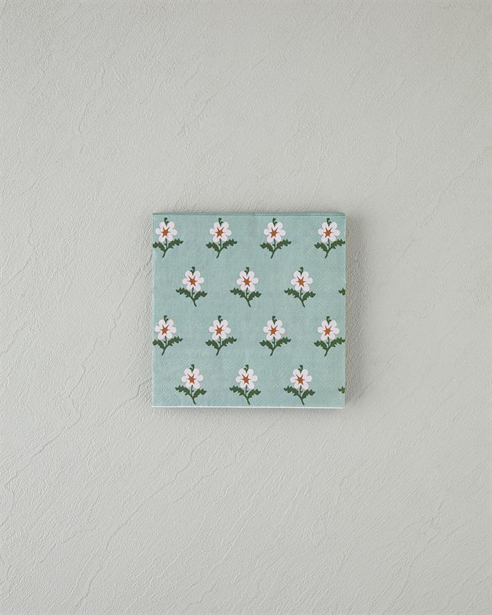 Retro Floral 20li Kağıt Peçete  Yeşil