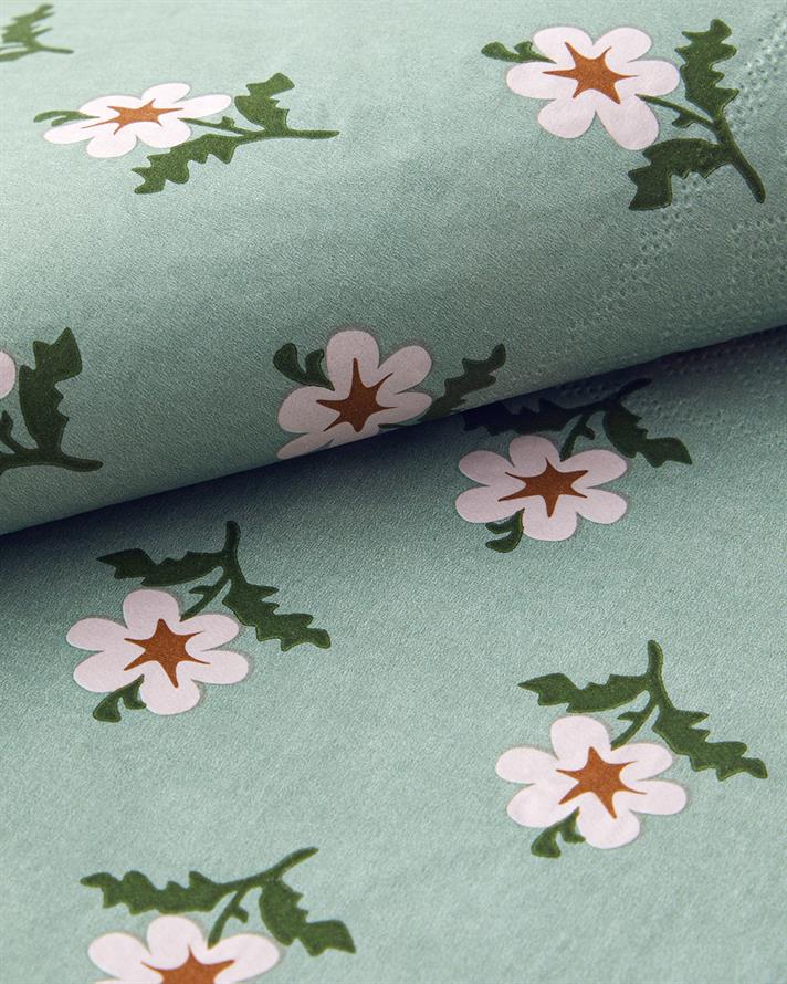 Retro Floral 20li Kağıt Peçete  Yeşil