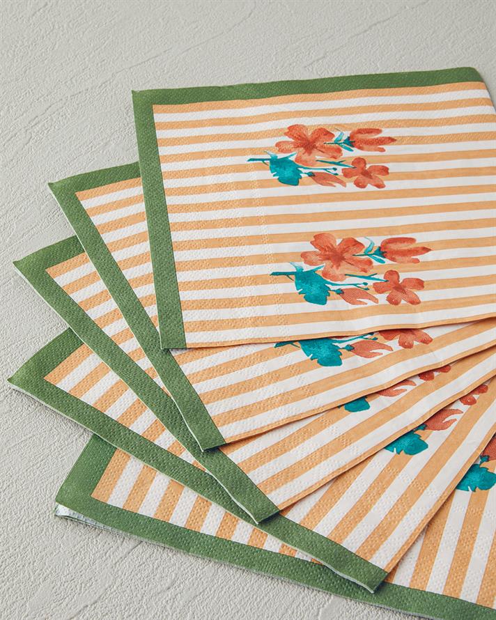 Retro Flower 20li Kağıt Peçete Yeşil