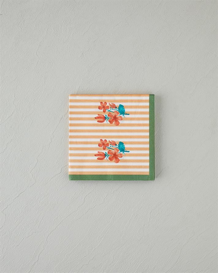 Retro Flower 20li Kağıt Peçete Yeşil