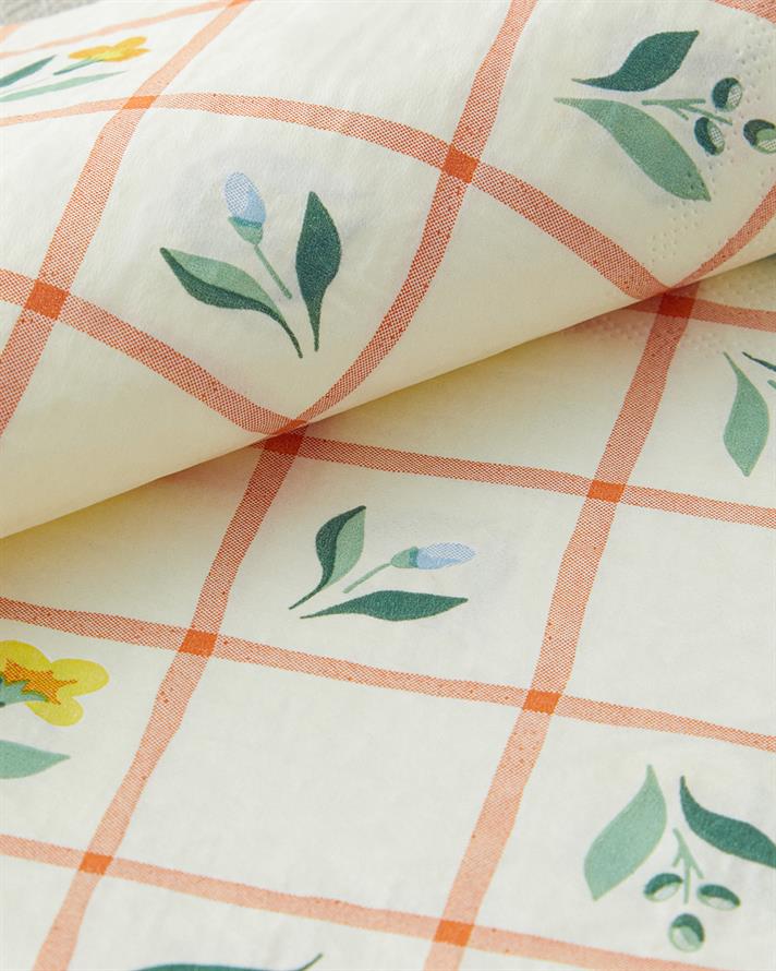 Retro Flowery 20li Kağıt Peçete Krem