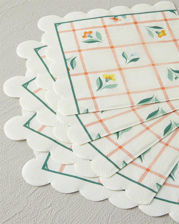 Retro Flowery 20li Kağıt Peçete Krem