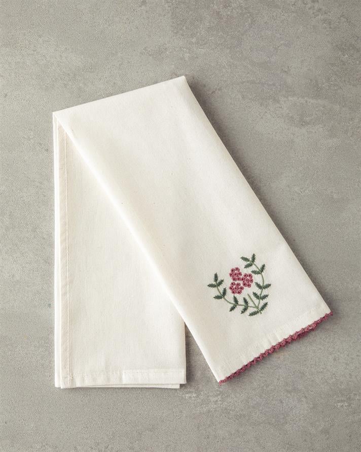 Retro Grids Pamuk Kurulama Bezi Krem - Pembe