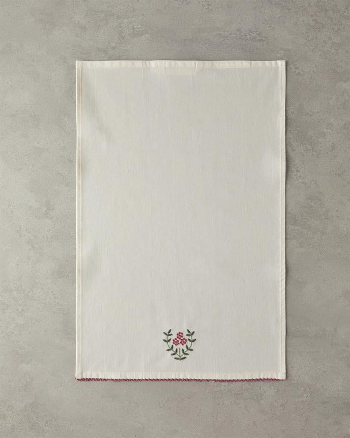 Retro Grids Pamuk Kurulama Bezi Krem - Pembe