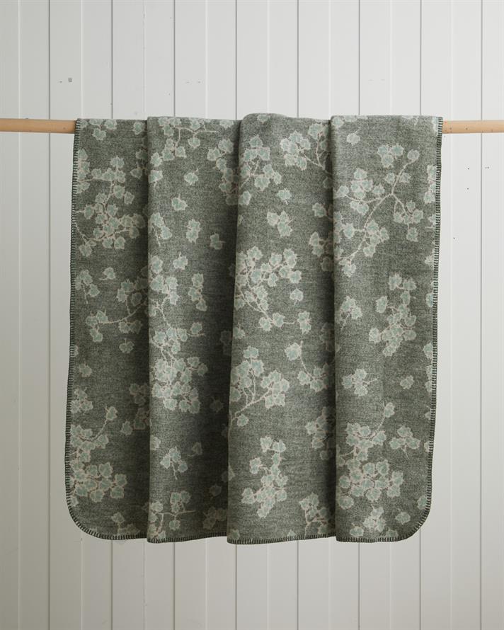 Retro Leaf Pamuklu Çift Kişilik Battaniye 200x220 cm Haki