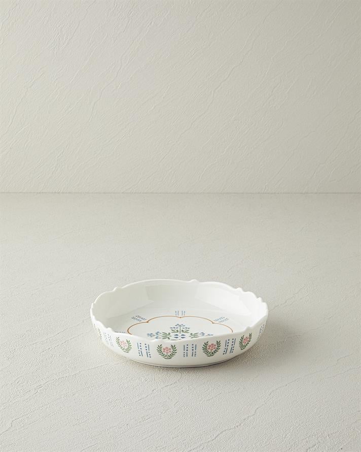 Retro Paisley New Bone China Çukur Tabak 19 cm Beyaz - Mavi