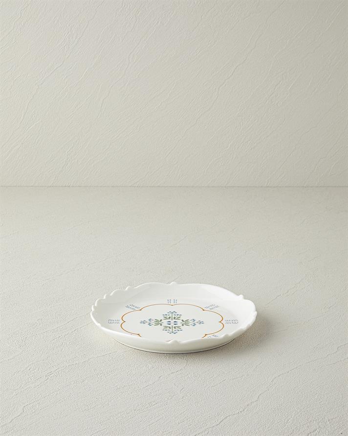 Retro Paisley New Bone China Pasta Tabağı 18 cm Beyaz - Mavi