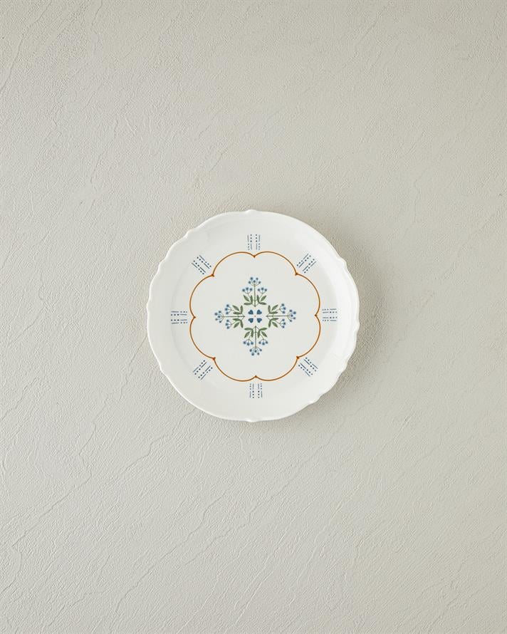 Retro Paisley New Bone China Pasta Tabağı 18 cm Beyaz - Mavi