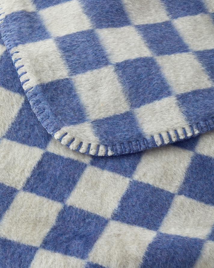Retro Plaid Akrilik Tv Battaniye 130x170 cm Mavi